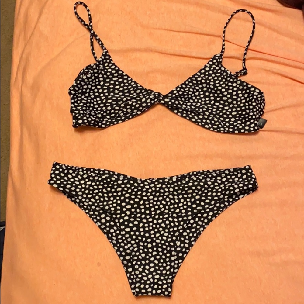 Blackbough black and white polka dot swim w clasp